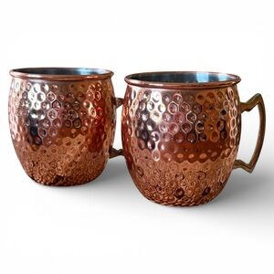 Eco One by Silver One International Set of 2 Hammered Copper Mugs
